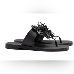 Black Larroude Hibiscus Floral Women's Sandals
